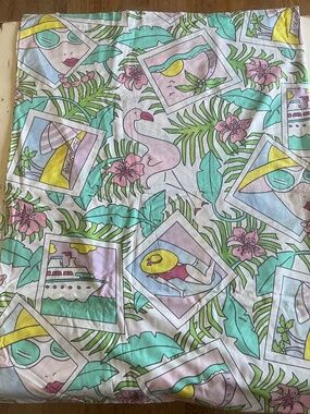 2 Vintage PACIFIC non iron Bon Voyage Vacation Print TWIN Flat Sheets